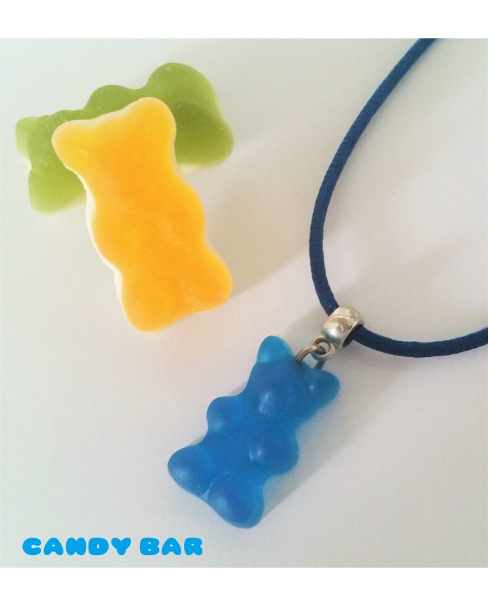 Collier gummy bear bleu