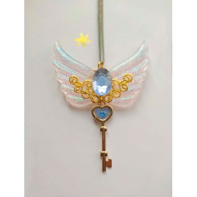 Collier clé ailée gemstone