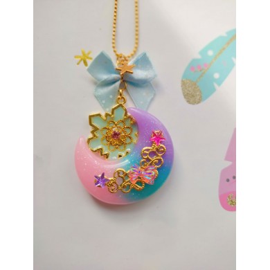 Collier lune tricolore etoile