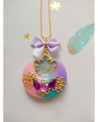 Collier lune tricolore etoile Collier lune tricolore etoile