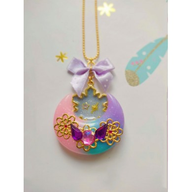 Collier lune tricolore etoile