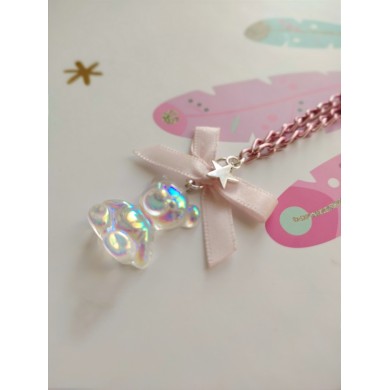 Collier ourson résine rose